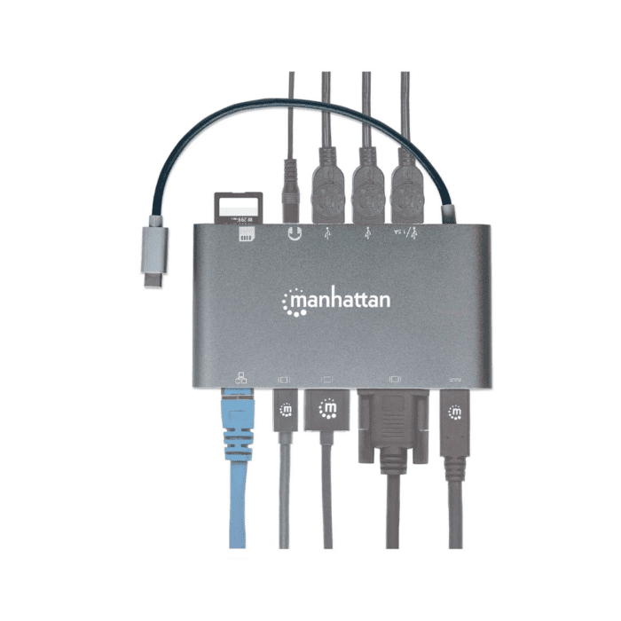 HUB USB-C 3.2 MANHATTAN 7 EN 1 VGA/SD/RJ45 GRIS - Imagen 5