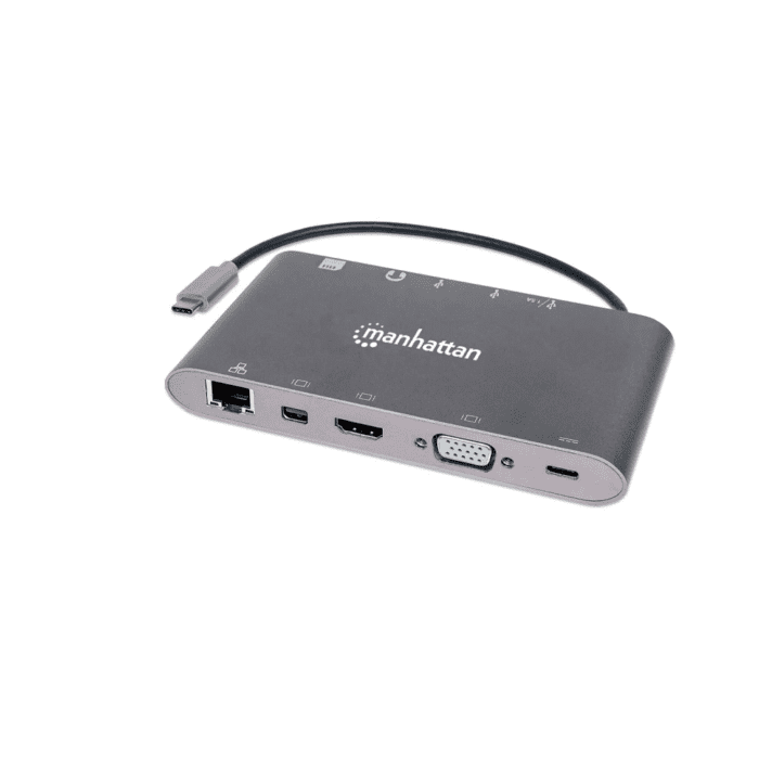 HUB USB-C 3.2 MANHATTAN 7 EN 1 VGA/SD/RJ45 GRIS - Imagen 3