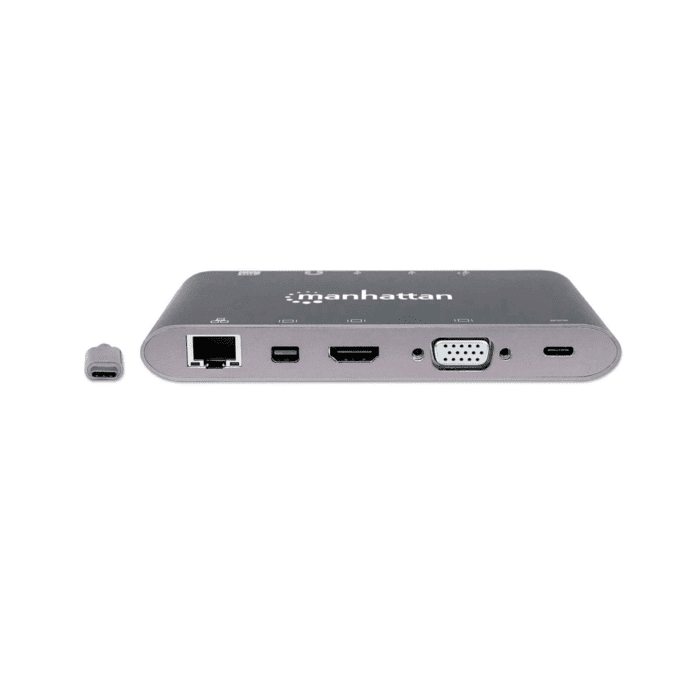 HUB USB-C 3.2 MANHATTAN 7 EN 1 VGA/SD/RJ45 GRIS - Imagen 4